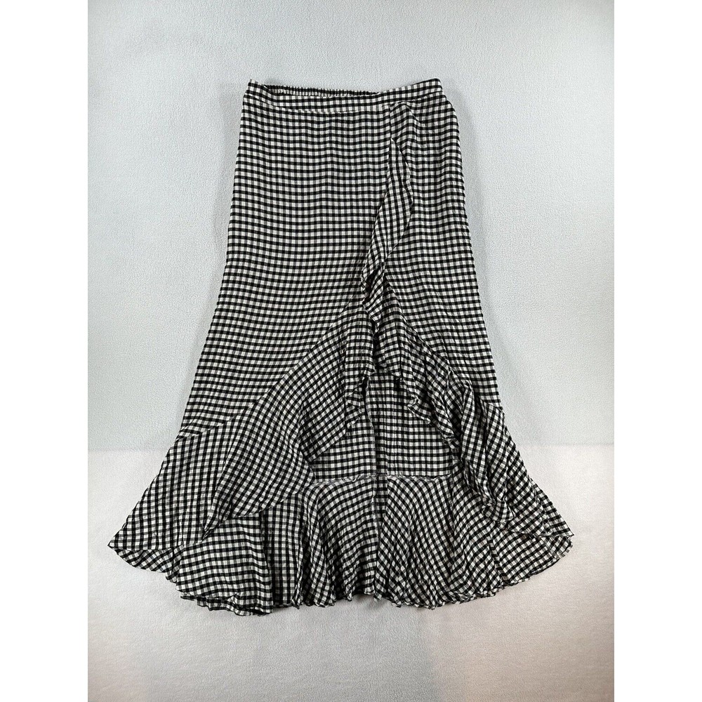 Bohme Black and White Checkered Midi Skirt